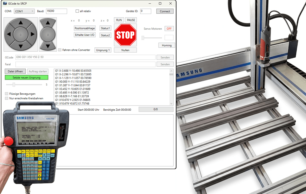 GCode- und SRC-Steuerung für Faral-Portalroboter